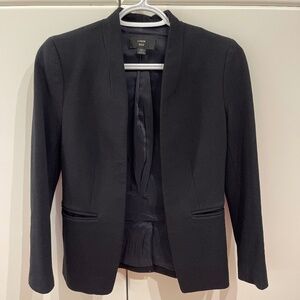Black classic collarless blazer J Crew size 00 XS